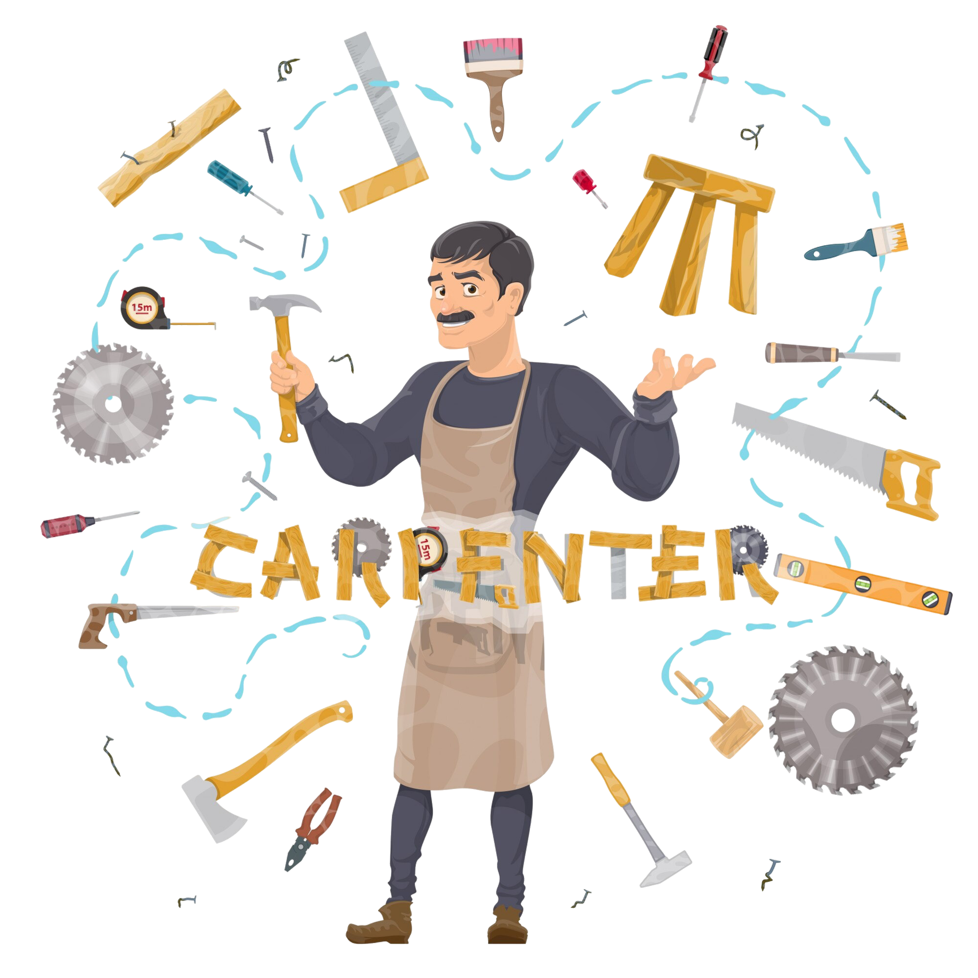 Carpenter assembling wooden panels using hand tools